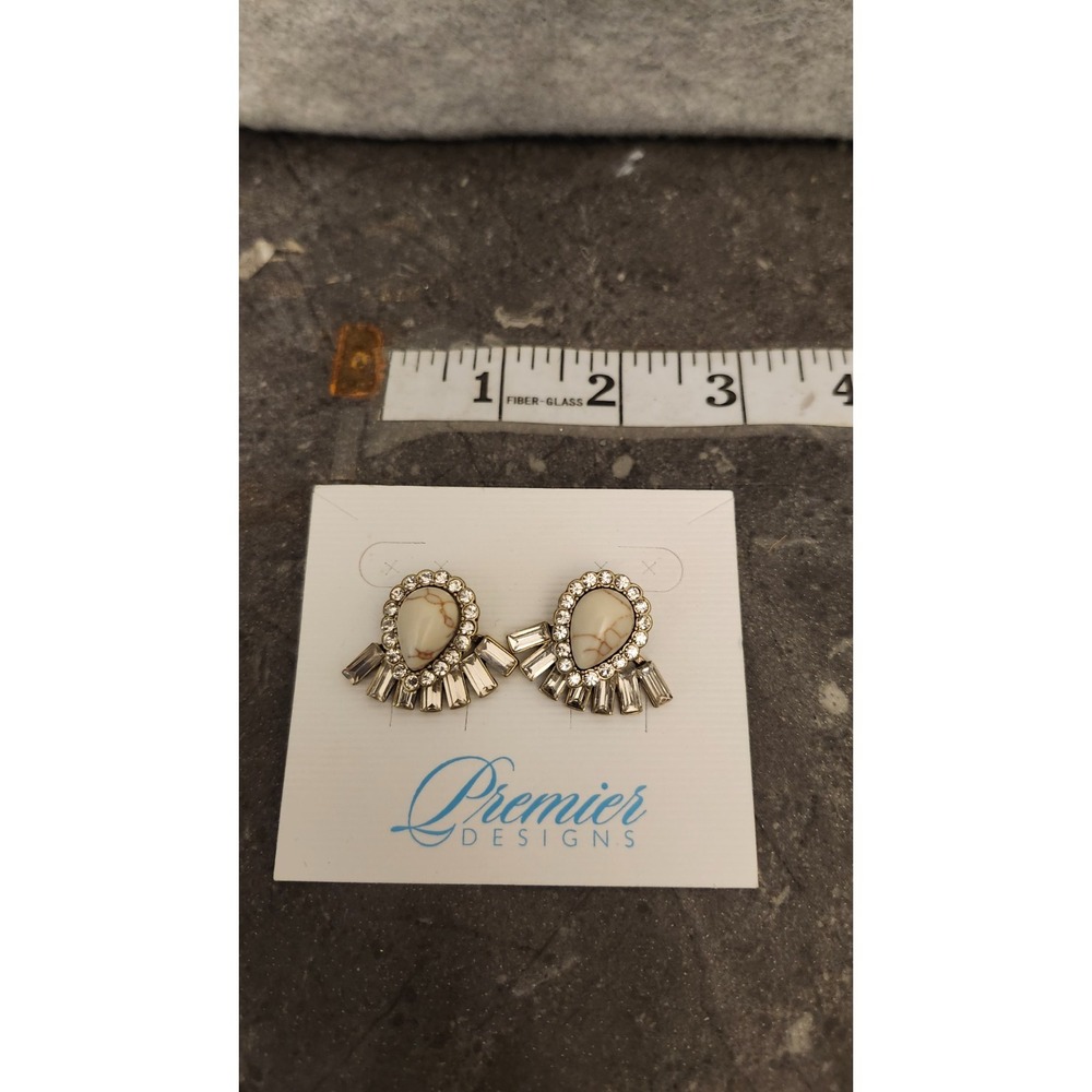 Premier Designs Dangle Earrings Enamel Rhinestones Bride Jewelry Retro Studs New